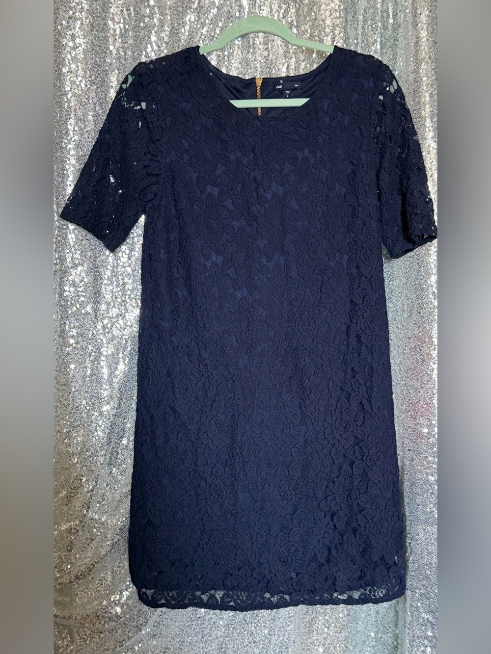 Gap Women's Navy Floral Lace Shift Dress Size 8